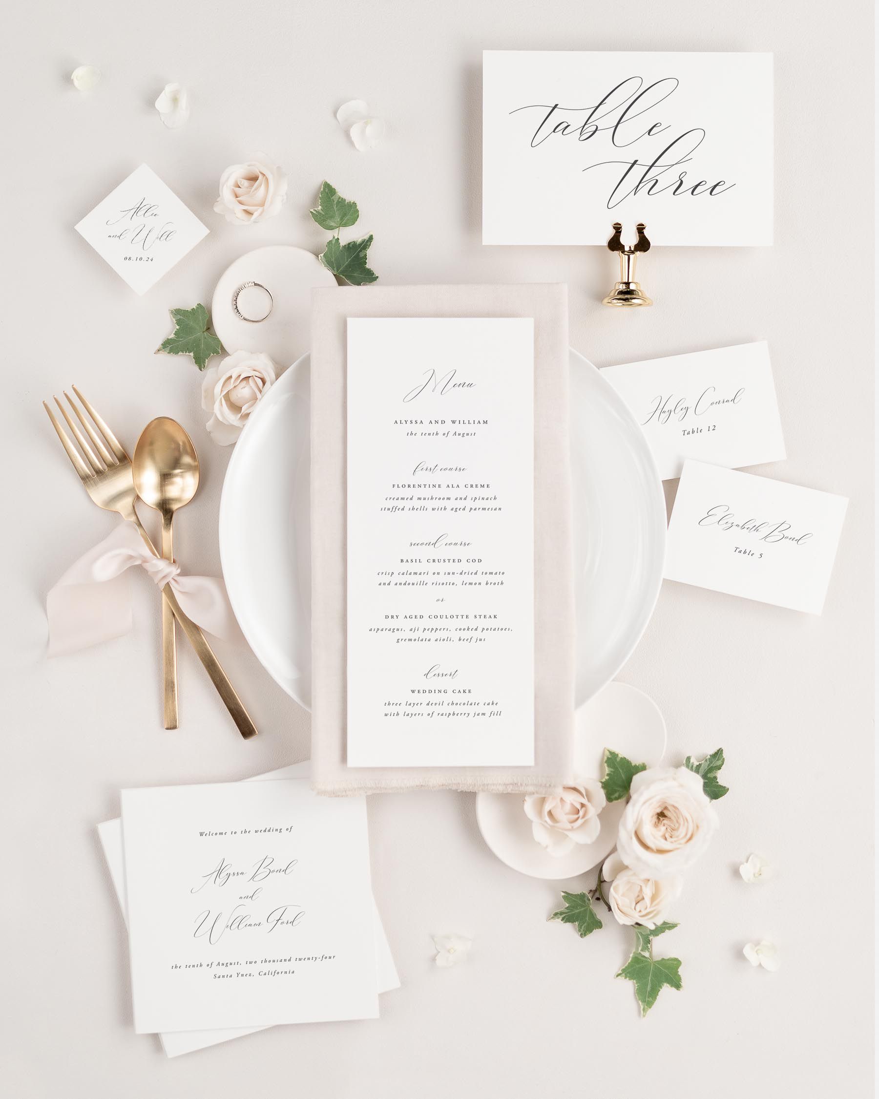 Multiple accessories matching our Alyssa design