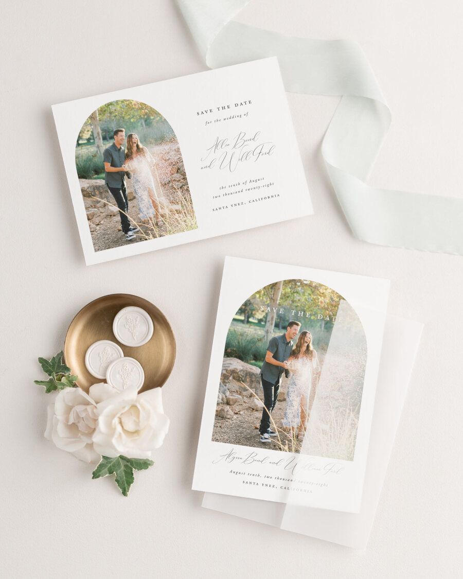 Alyssa Photo Save the Date with Silk Ribbon