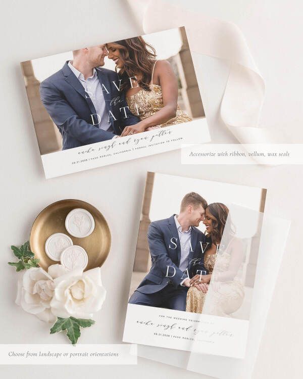 Amelia Photo Save the Date with Silk Ribbon