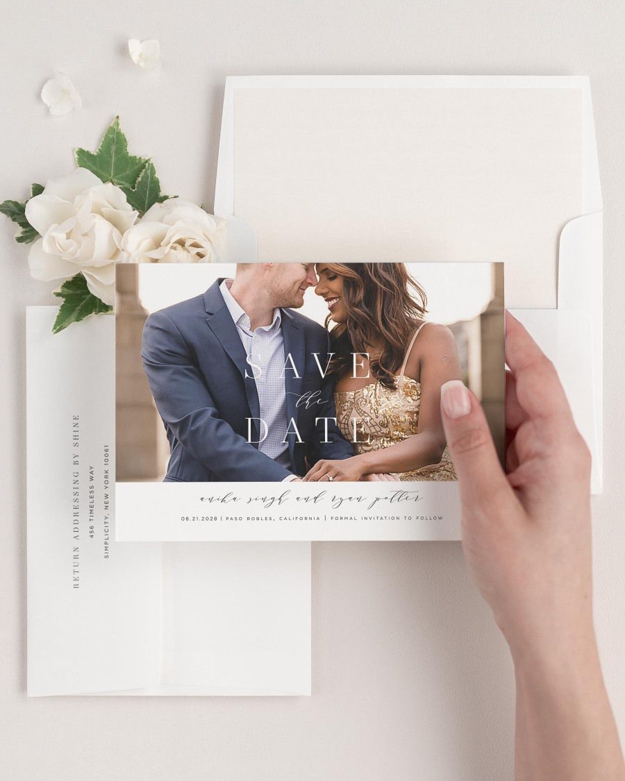 Amelia Photo Save the Dates with Envelope Liner