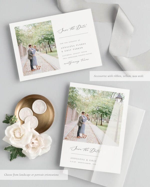 Annalena Photo Save the Date with Silk Ribbon
