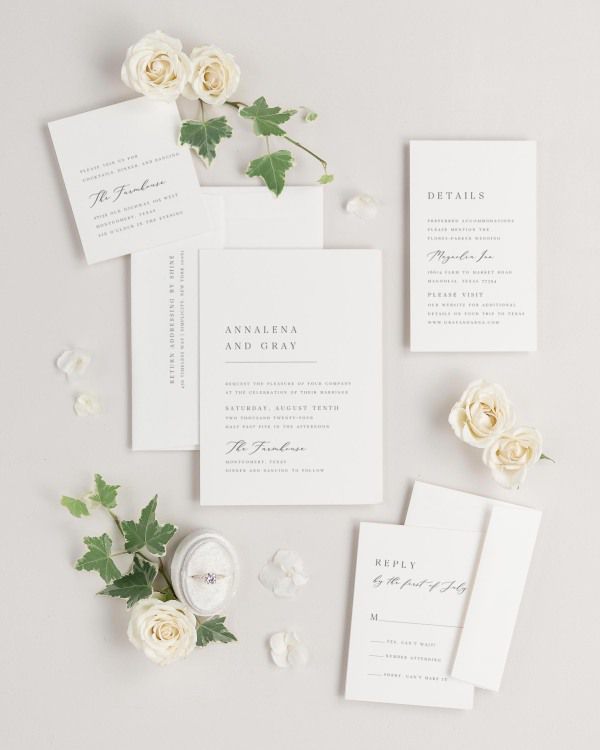 Annalena wedding invitations flat lay with