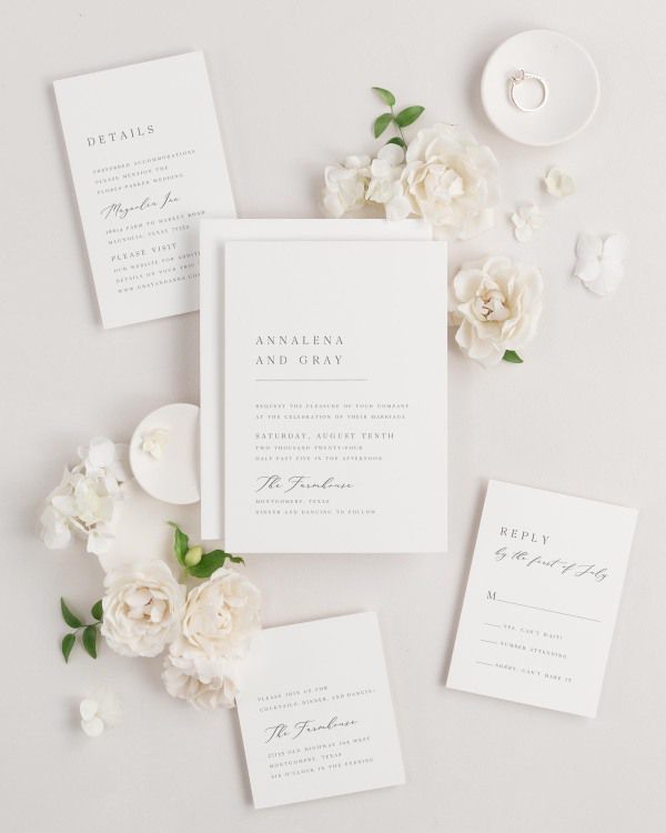Annalena wedding invitations flat lay with