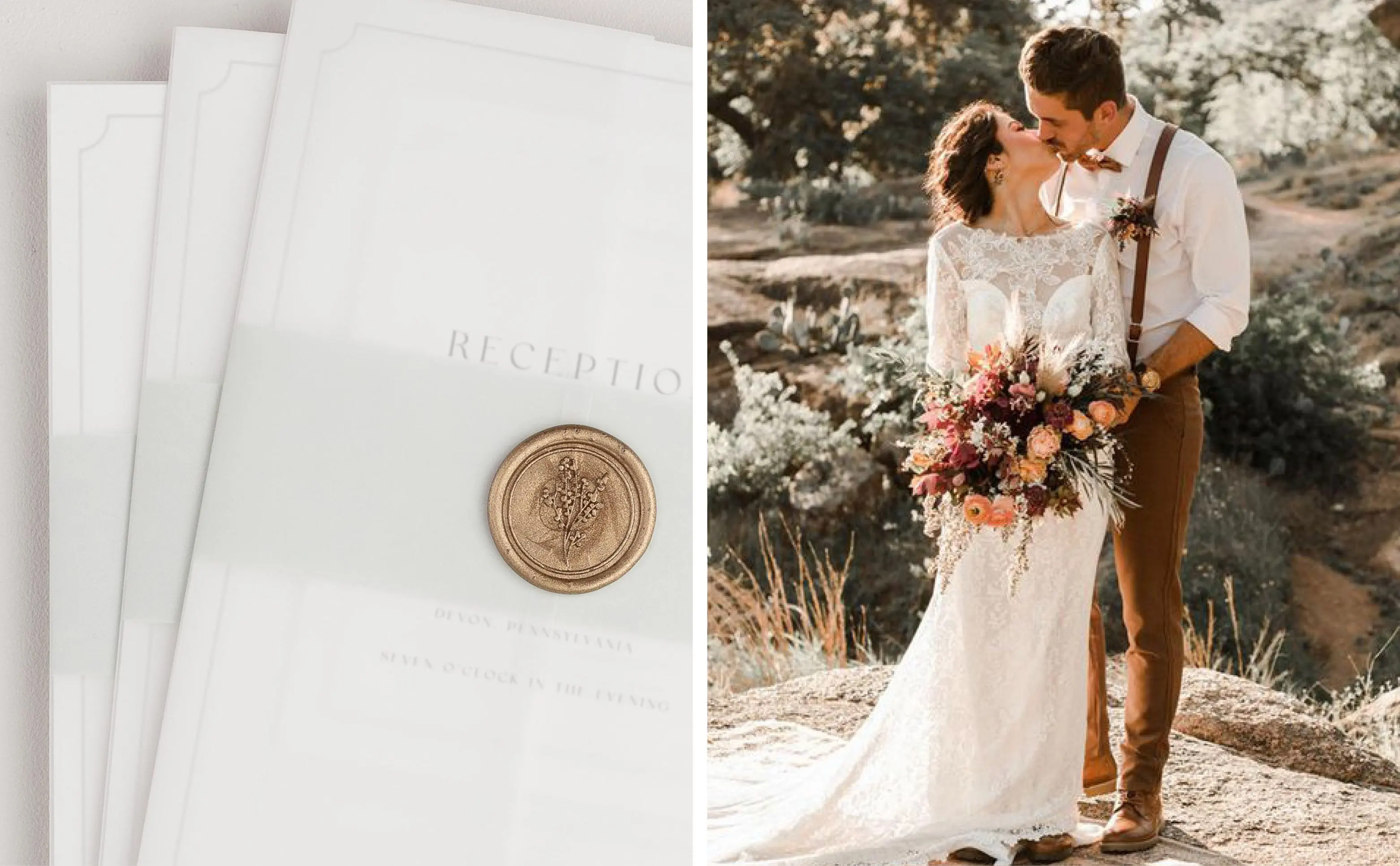 2025 Fall Wedding Inspiration Collage with Kendall Wedding Invitations