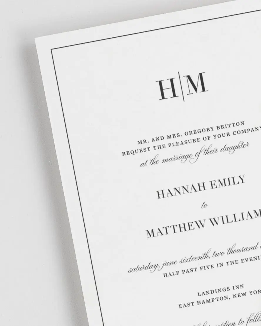 Closeup of the Glam Monogram Wedding Invitation Monogram