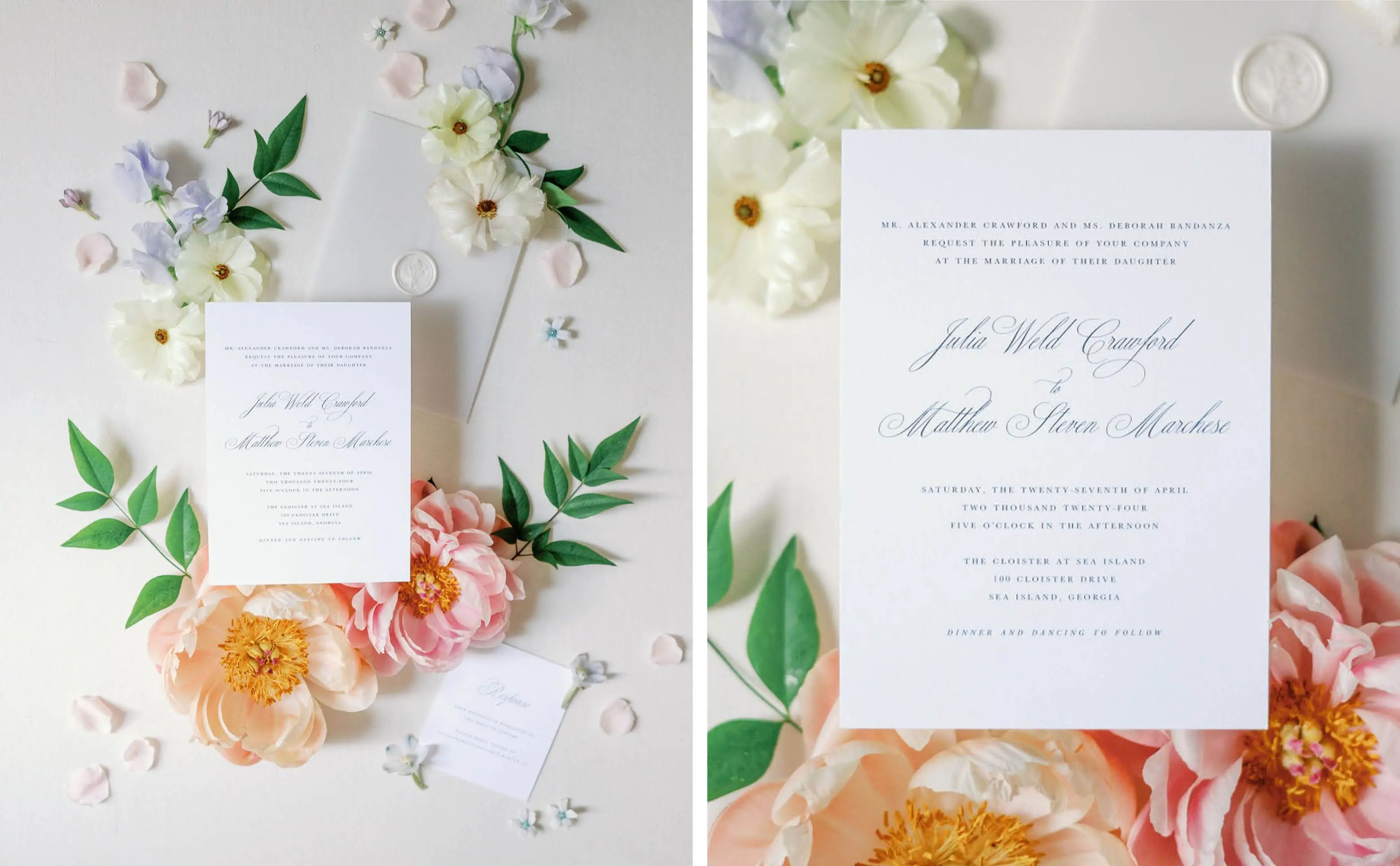 Penelope Wedding Invitations with Pastel Florals