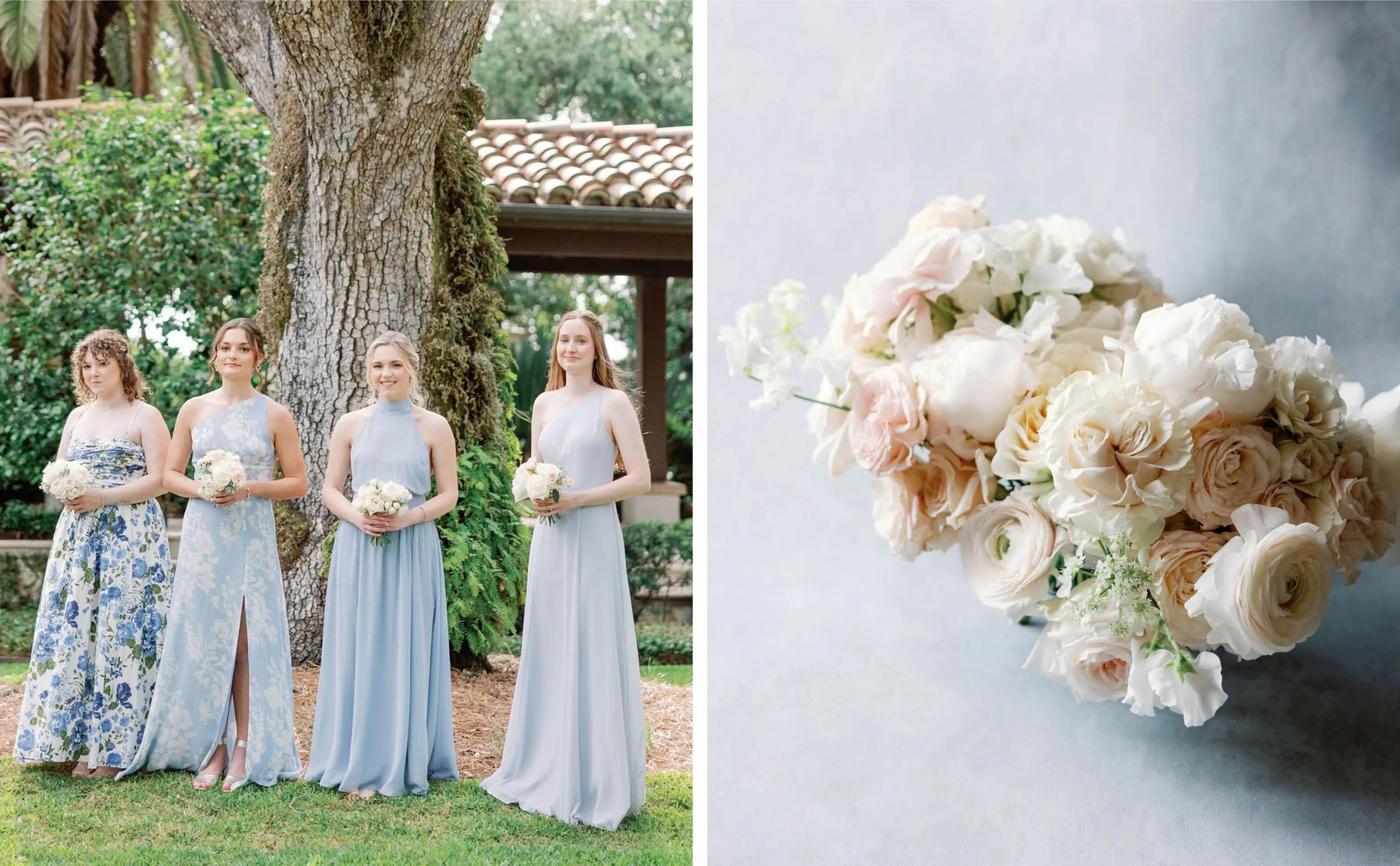 The Bridesmaids | The Bridal Bouquet on a Light Blue Background
