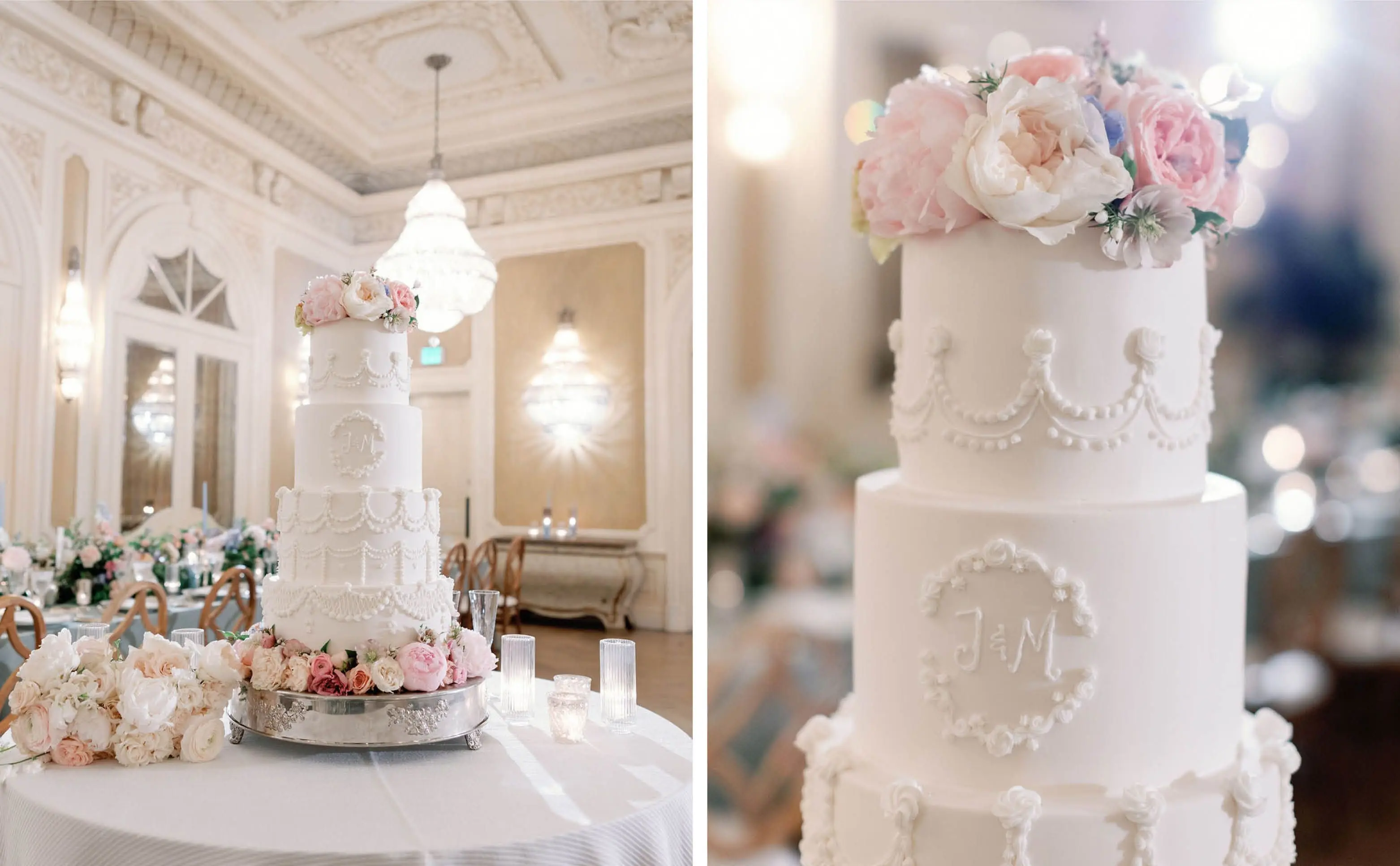 The Wedding Cake | The Monogram on the Second Cake Tier with J+M