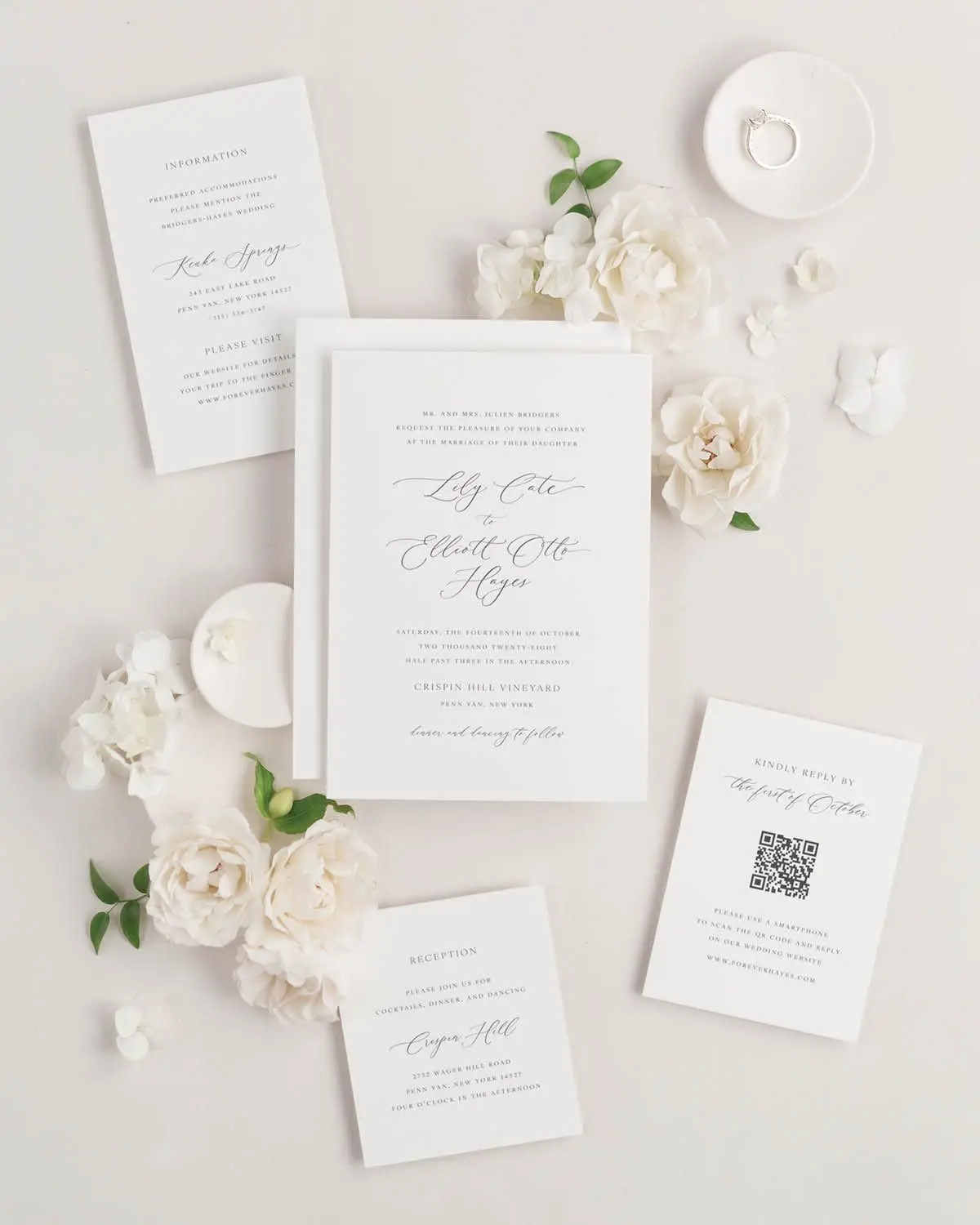 Lily Wedding Invitations with Online RSVP Card