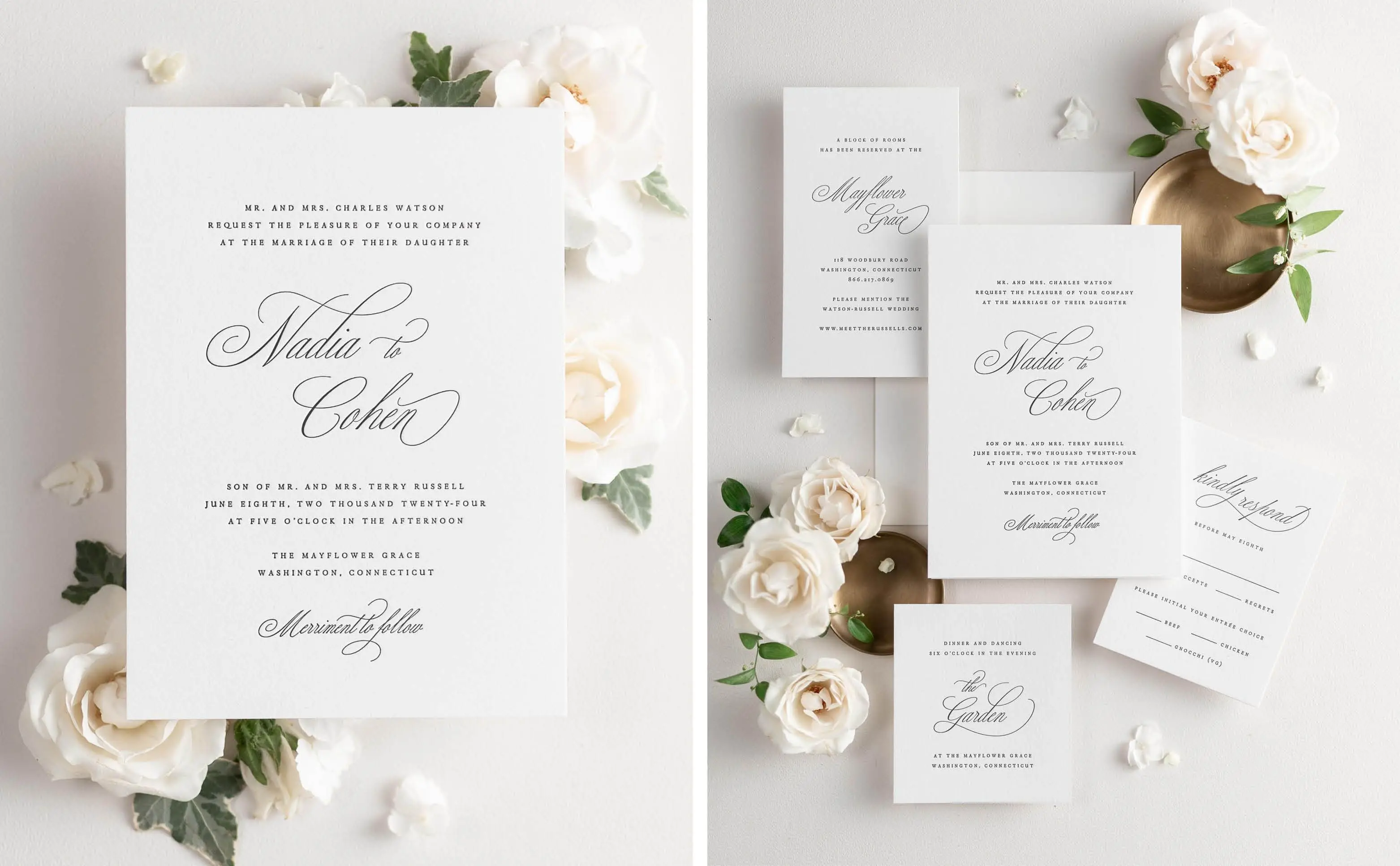 Nadia Letterpress Wedding Invitation Suite
