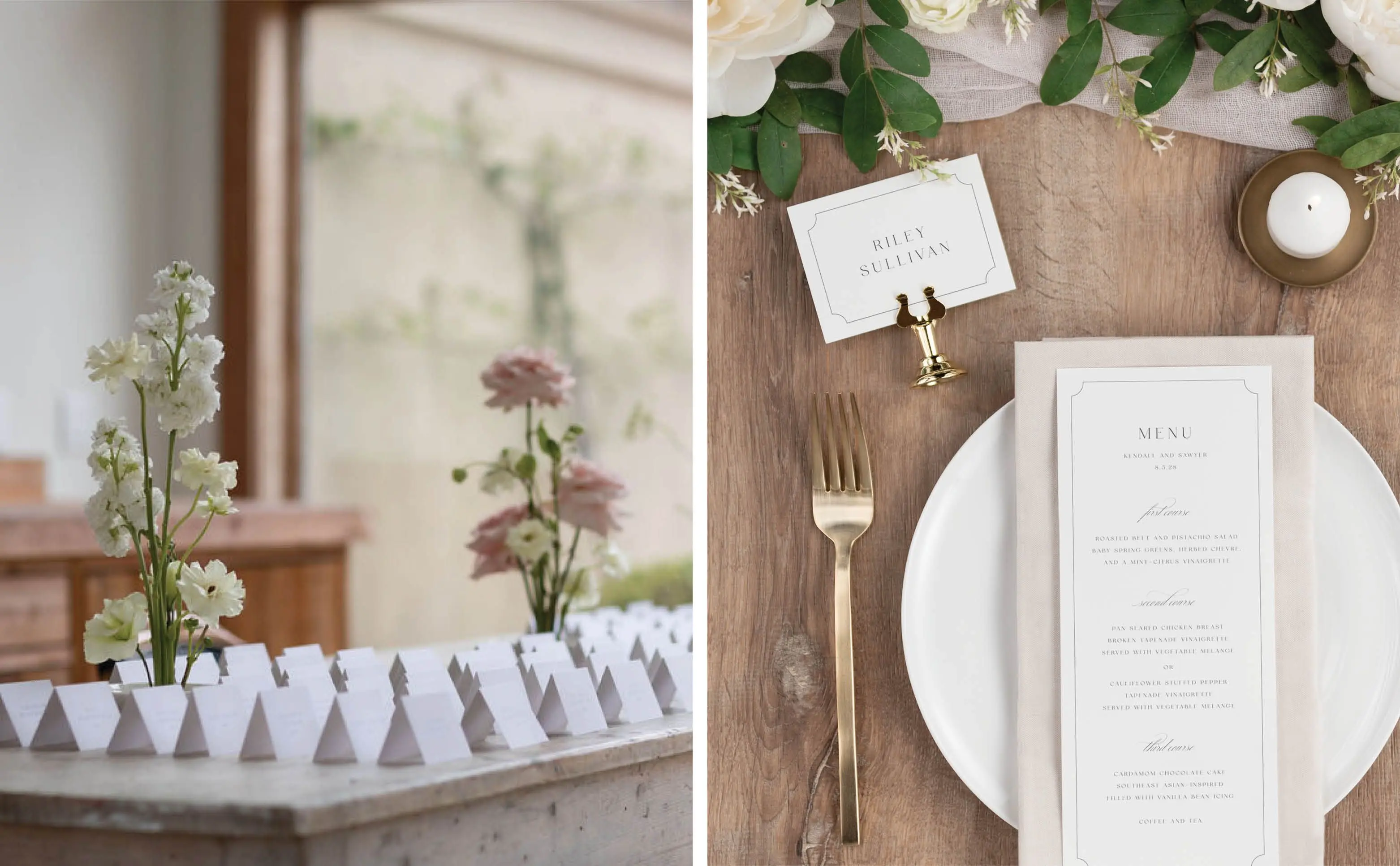 Escort Card Display | Kendall Place Card and Menu