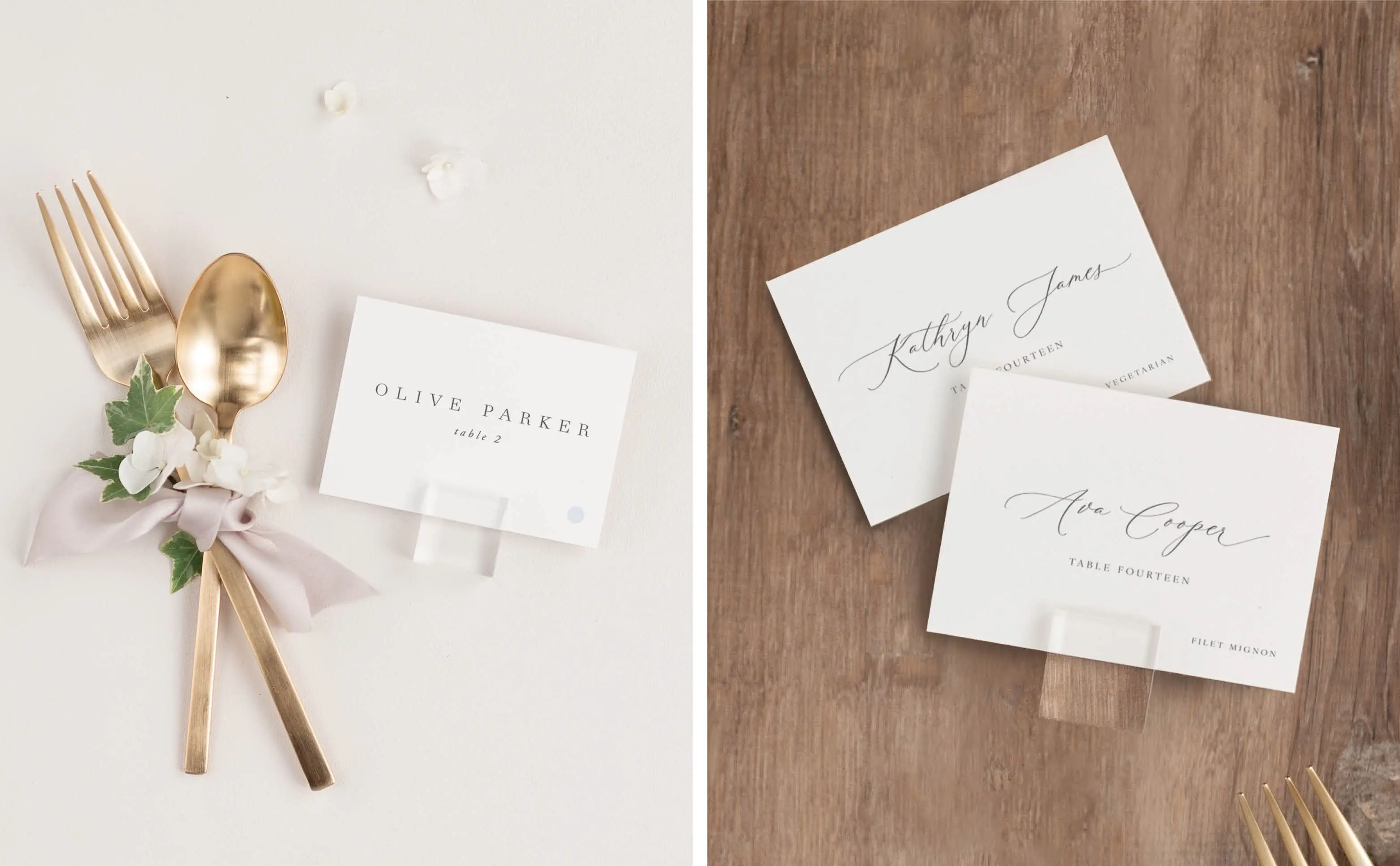 Place Card with Color Meal Indicator | Place Cards with Text Meal Indicator