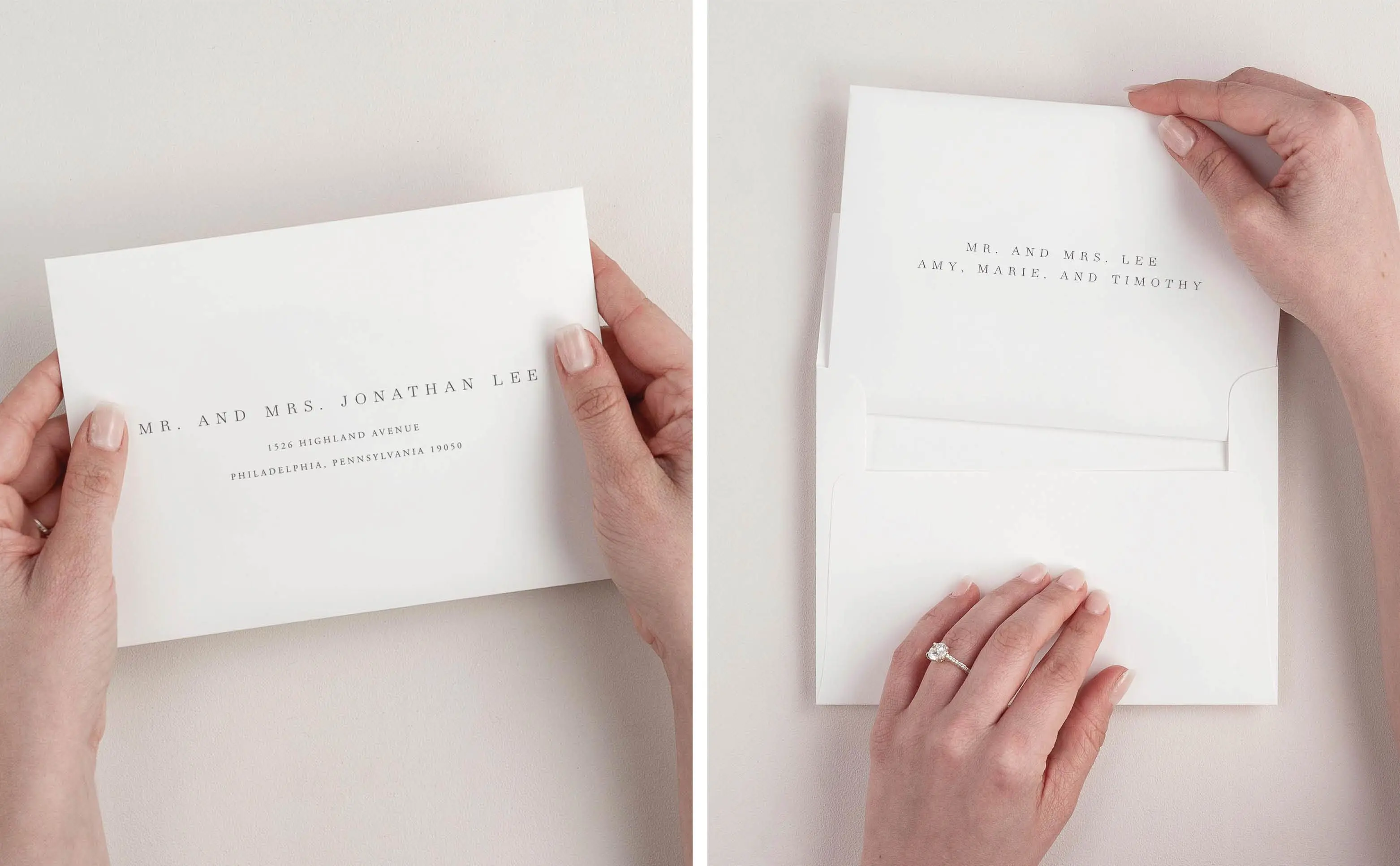 An Outer Envelope Addressed to A Married Couple and the Inner Envelope Addressed to the Same Couple and their Children