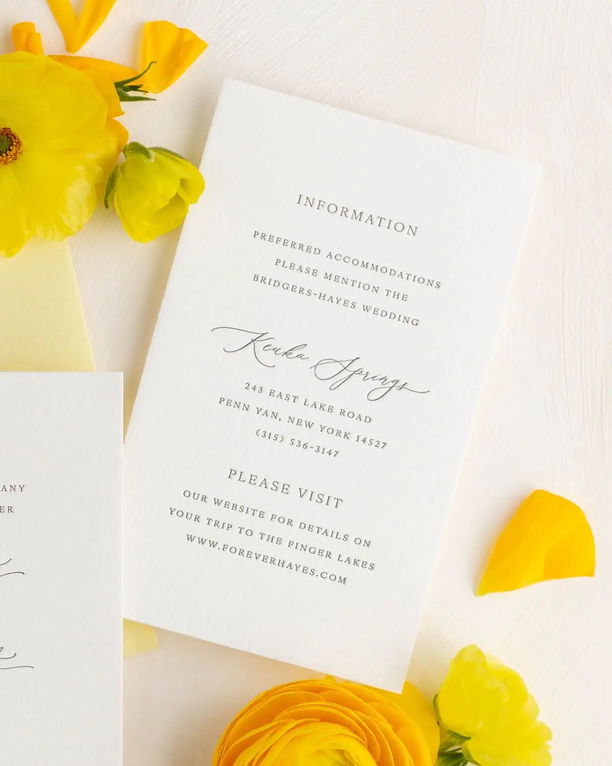 Lucille Letterpress Large Enclosure used as an Information Card with Website Information