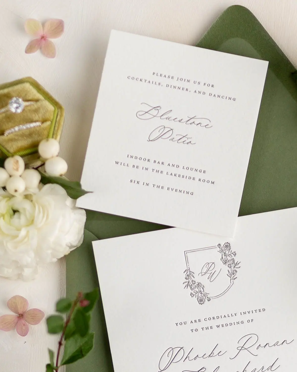 Phoebe Letterpress Small Enclosure used as a Reception Card