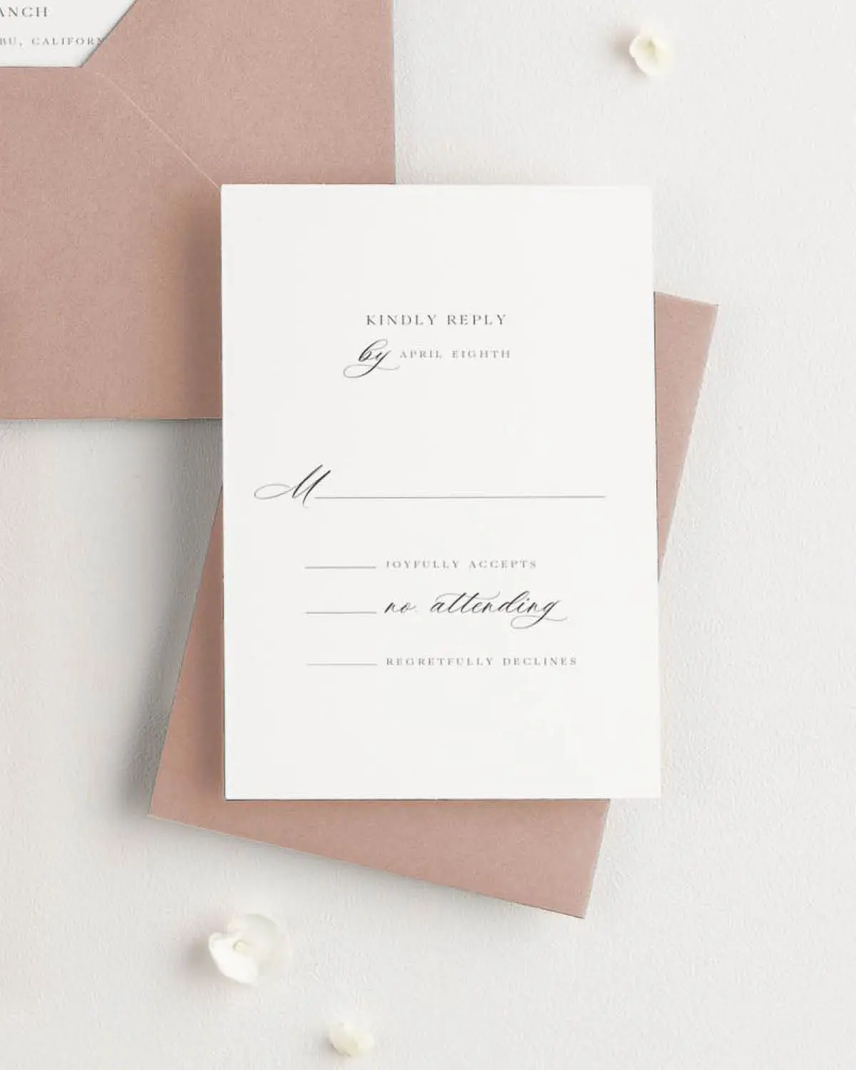 Claudia Wedding Response Card with Number Attending Line