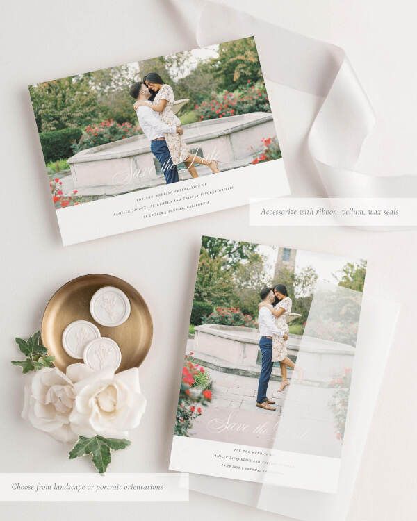 Camille Photo Save the Date with Silk Ribbon