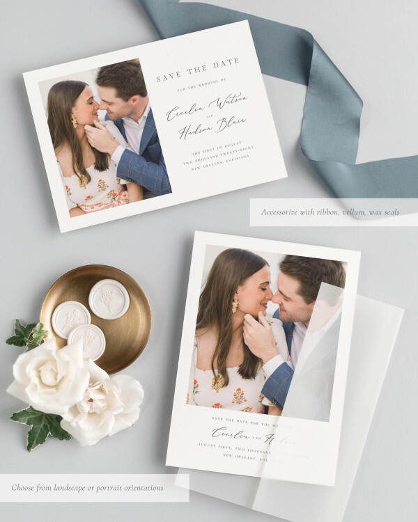 Cecilia Photo Save the Date with Silk Ribbon