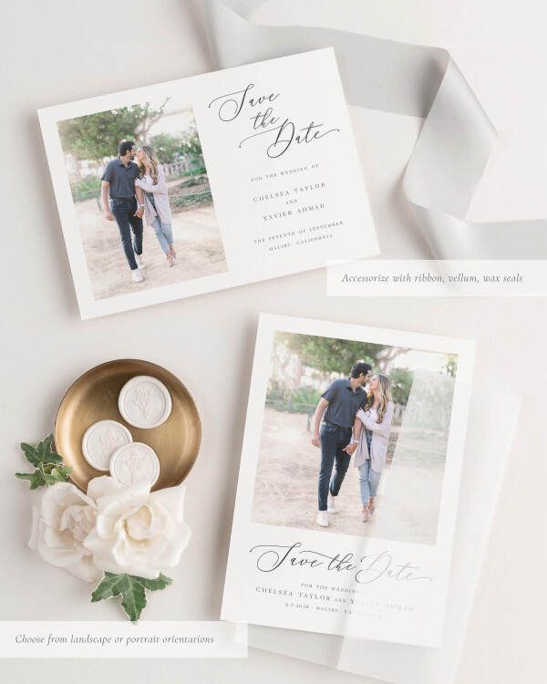 Chelsea Photo Save the Date with Silk Ribbon