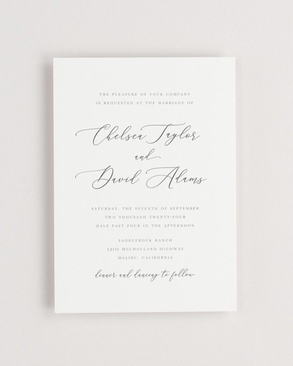 Simple close-up of Chelsea invitation.