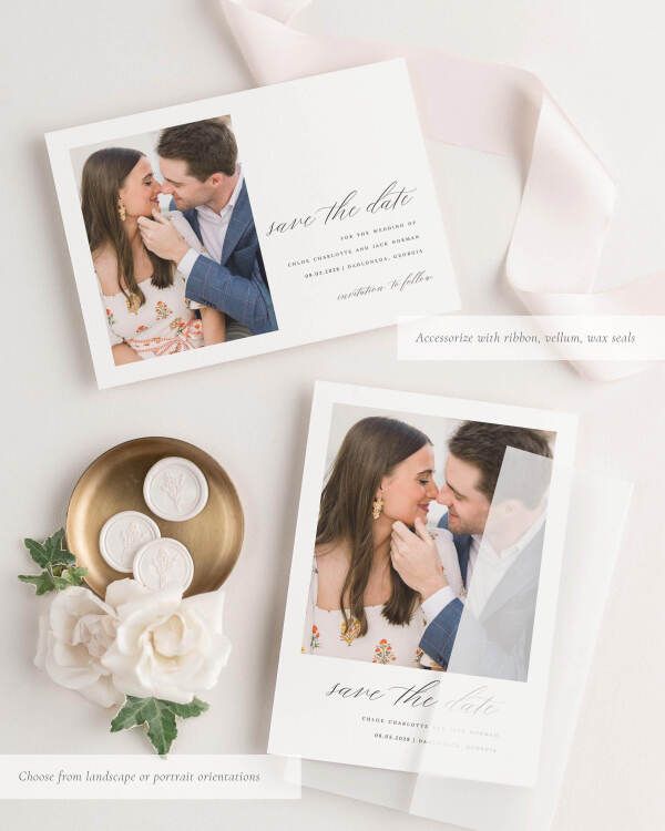 Chloe Photo Save the Date with Silk Ribbon
