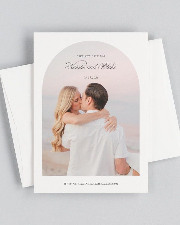 Classic Script Photo Save the Date with Envelope