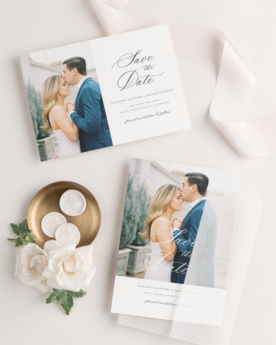 Claudia Photo Save the Date with Silk Ribbon