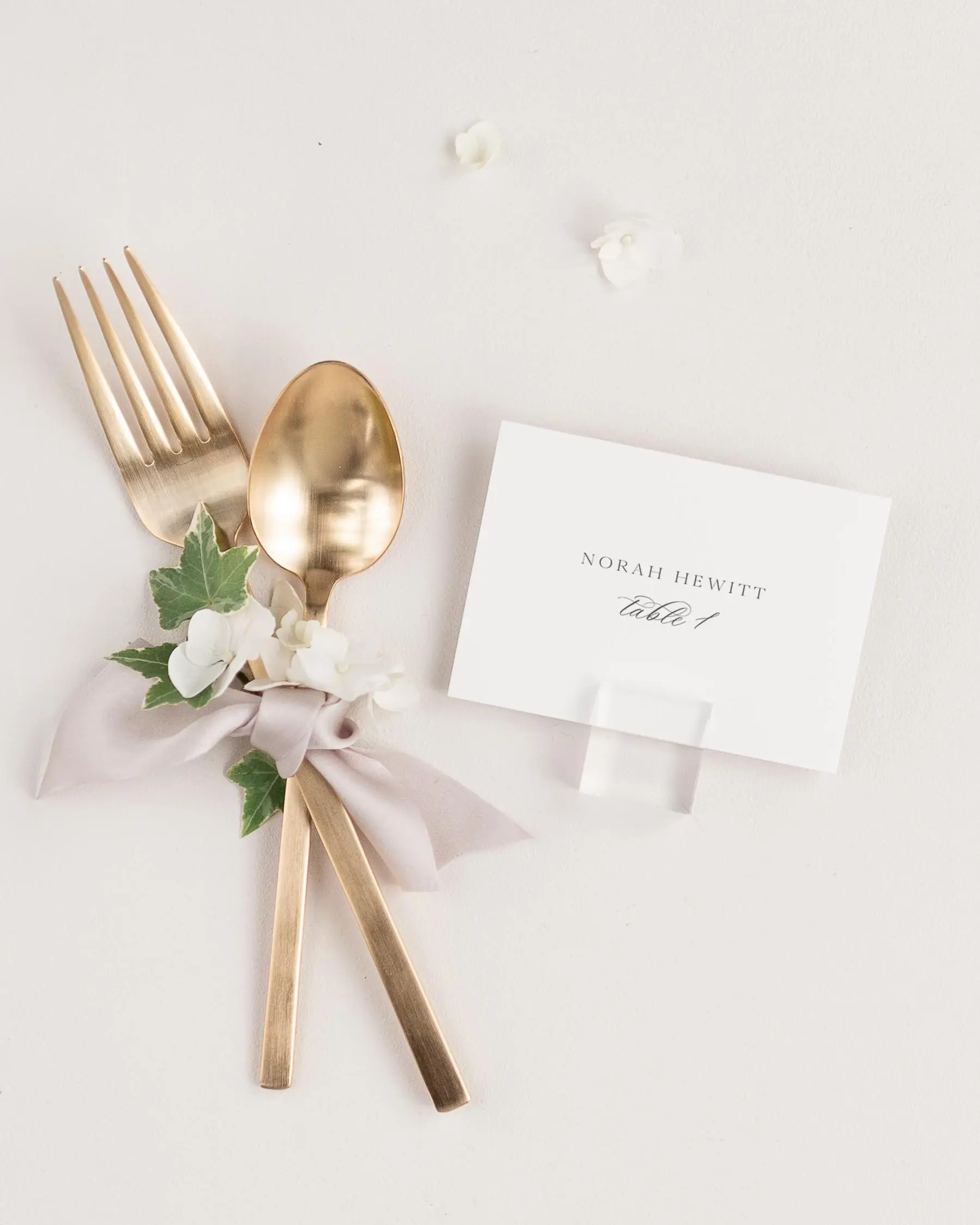 Claudia Place Card and Gold Flatware