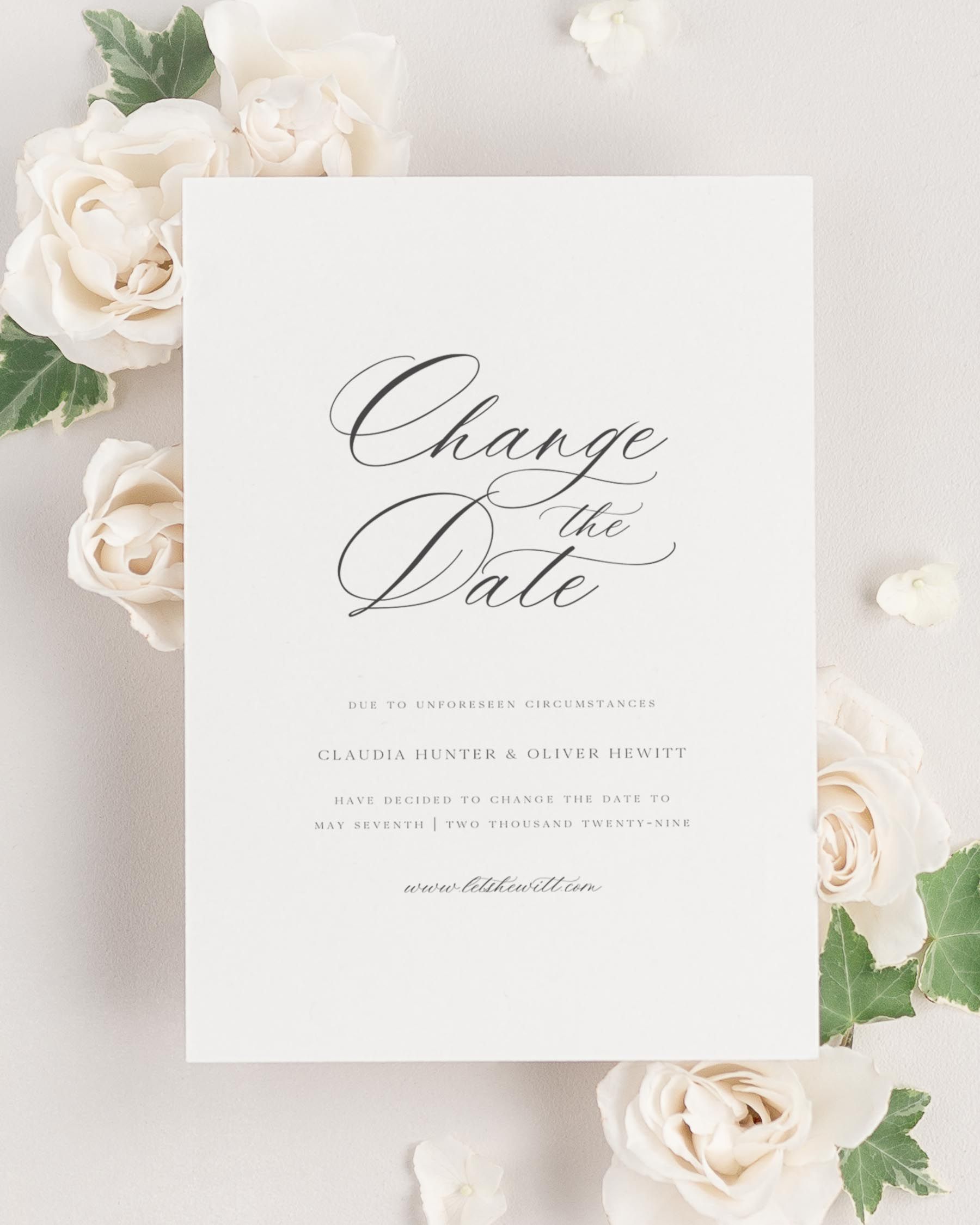 Claudia Wedding Postponement Announcements