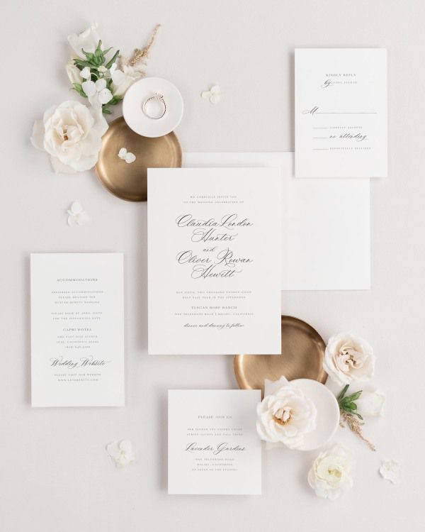 Claudia wedding invitations flat lay