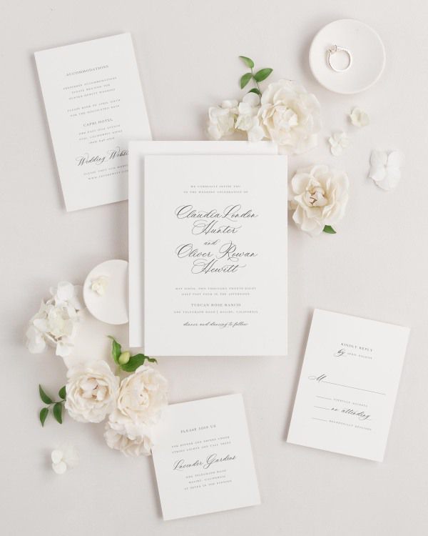 Claudia wedding invitations flat lay