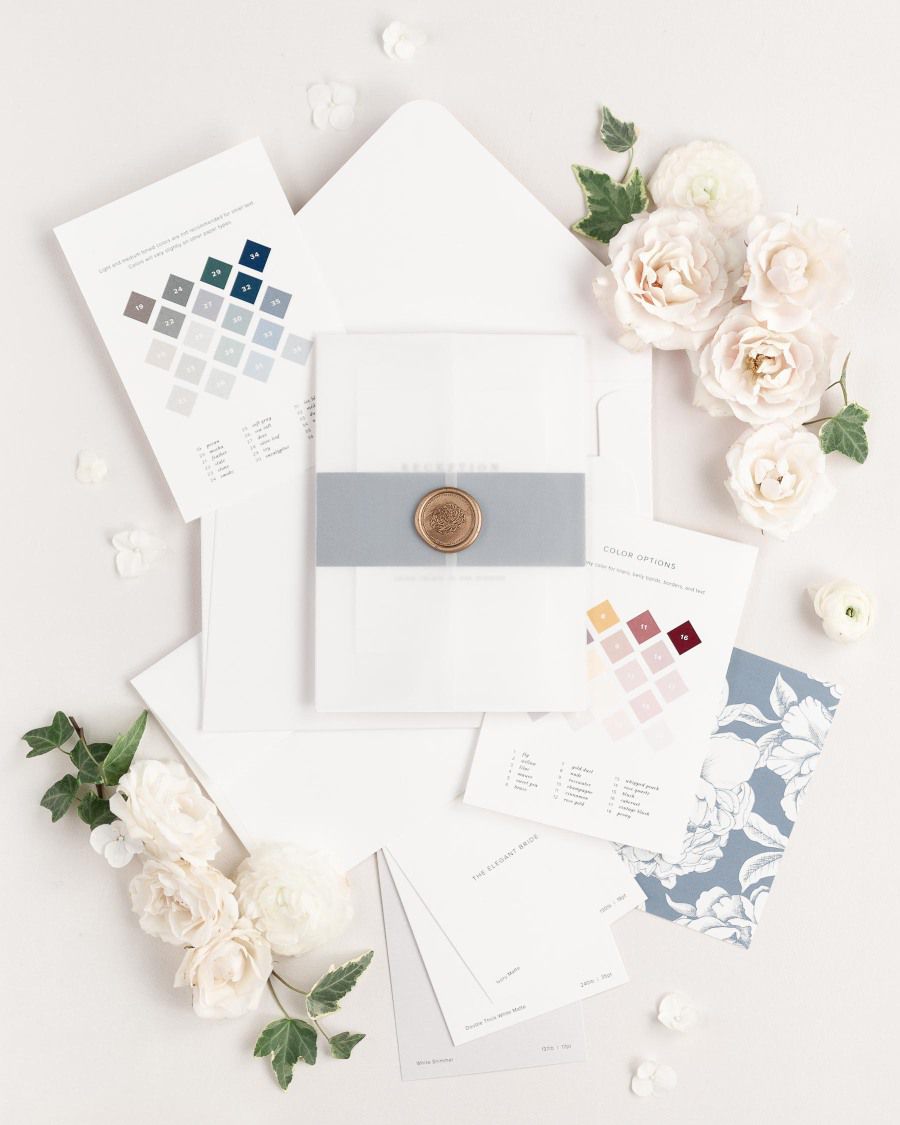 Custom Sample Invitation Kit with color chart and paper swatches