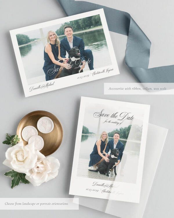 Danielle Photo Save the Date with Silk Ribbon