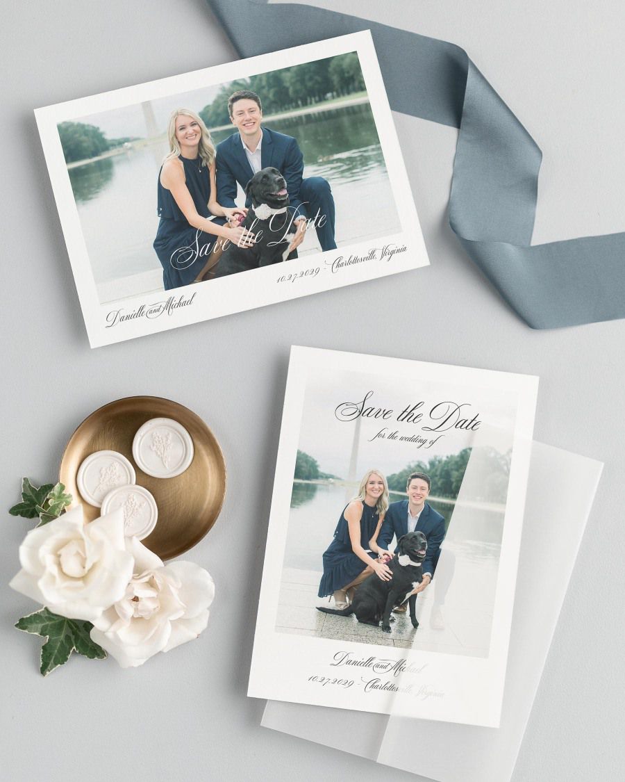 Danielle Photo Save the Date with Silk Ribbon
