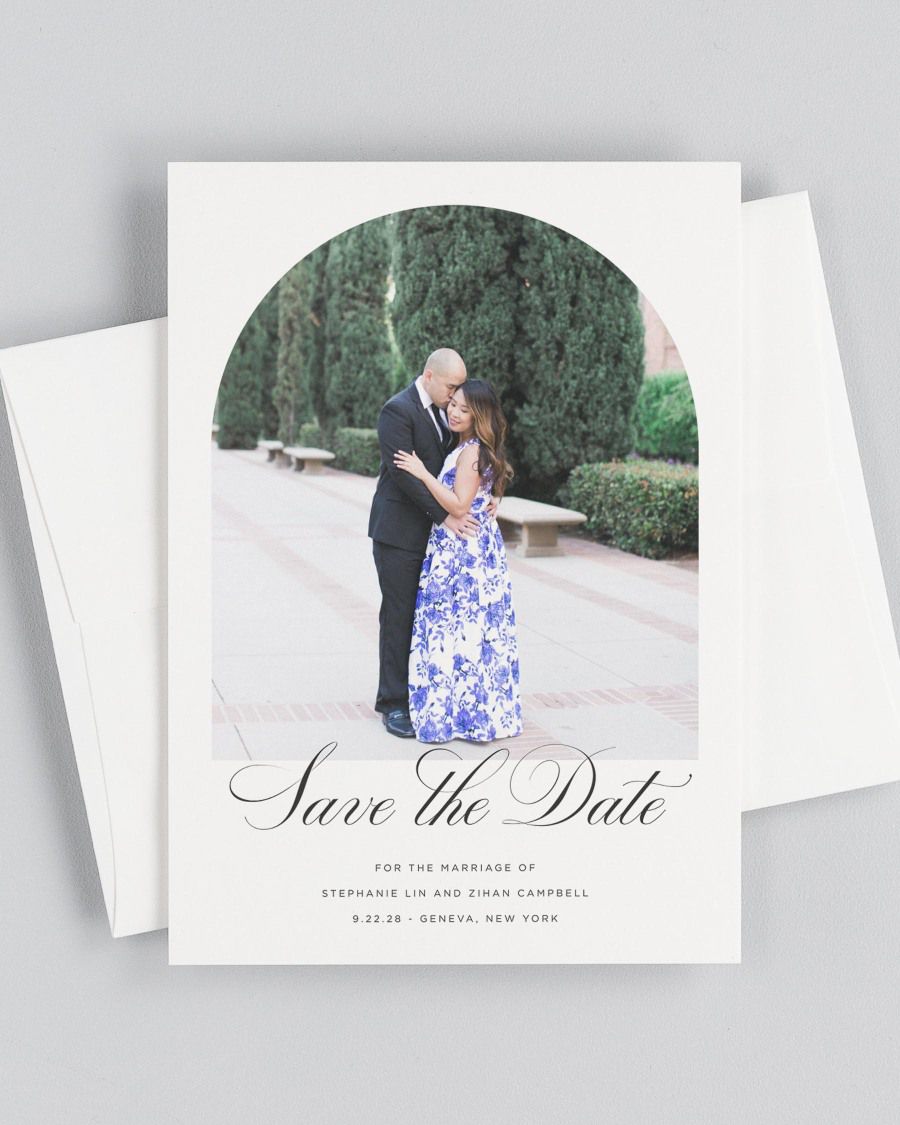 Delicate Elegance Photo Save the Date with Envelope