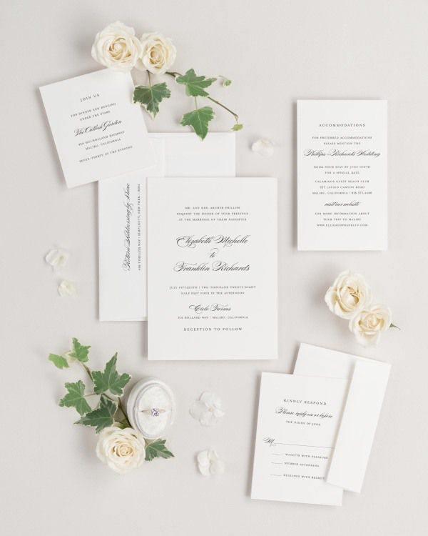 Elizabeth wedding invitations flat lay