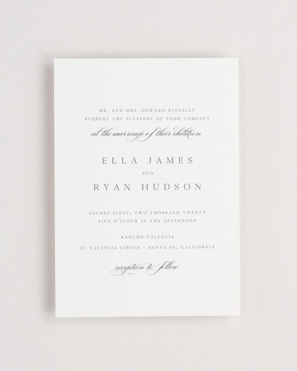 Simple close-up of Ella invitation.