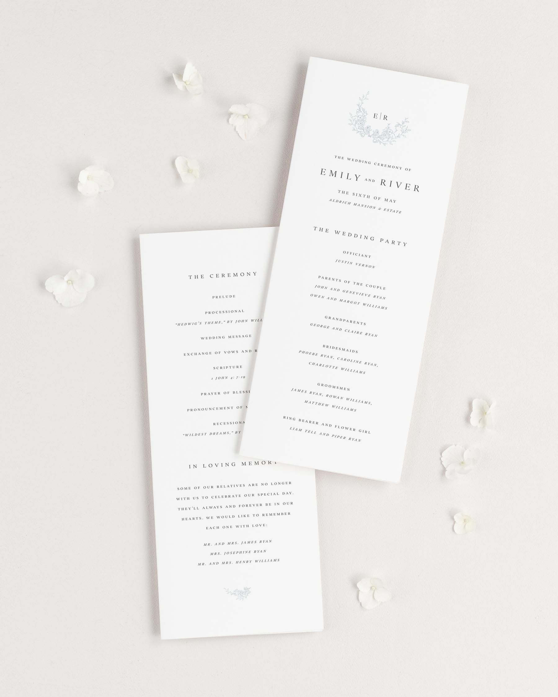 Emily Wedding Programs
