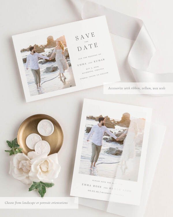 Emma Photo Save the Date with Silk Ribbon