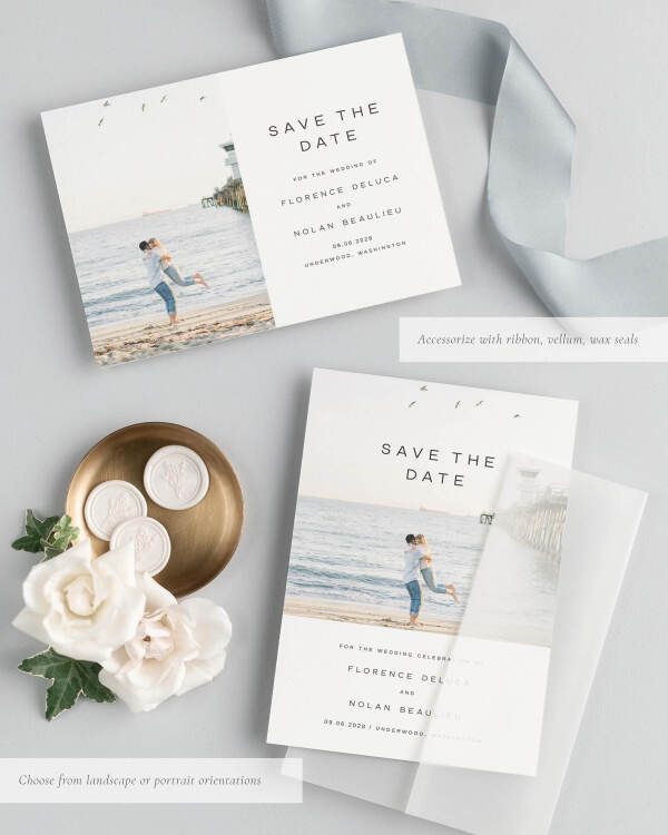 Florence Photo Save the Date with Silk Ribbon
