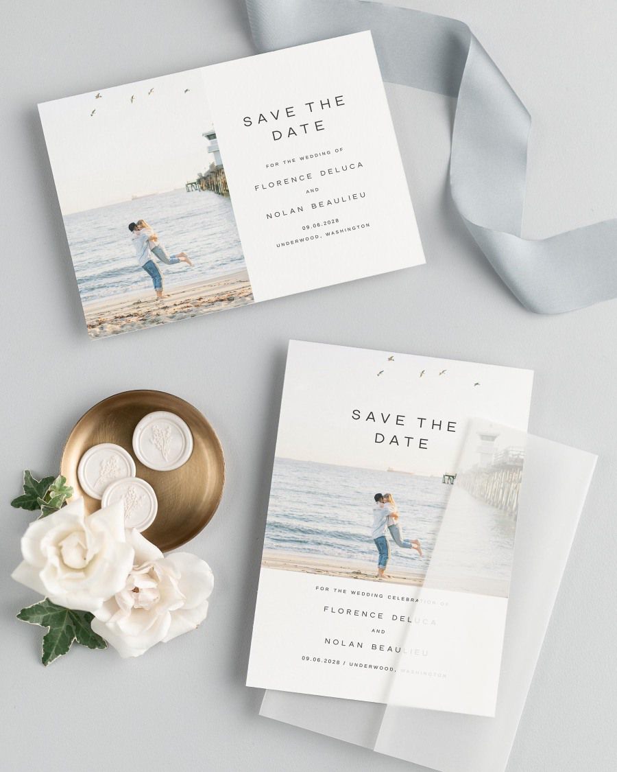 Florence Photo Save the Date with Silk Ribbon