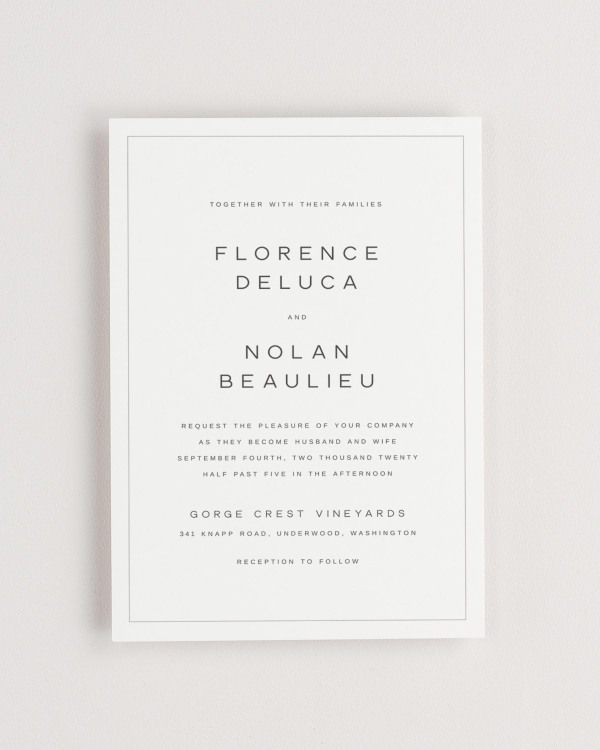 Simple close-up of Florence invitation.