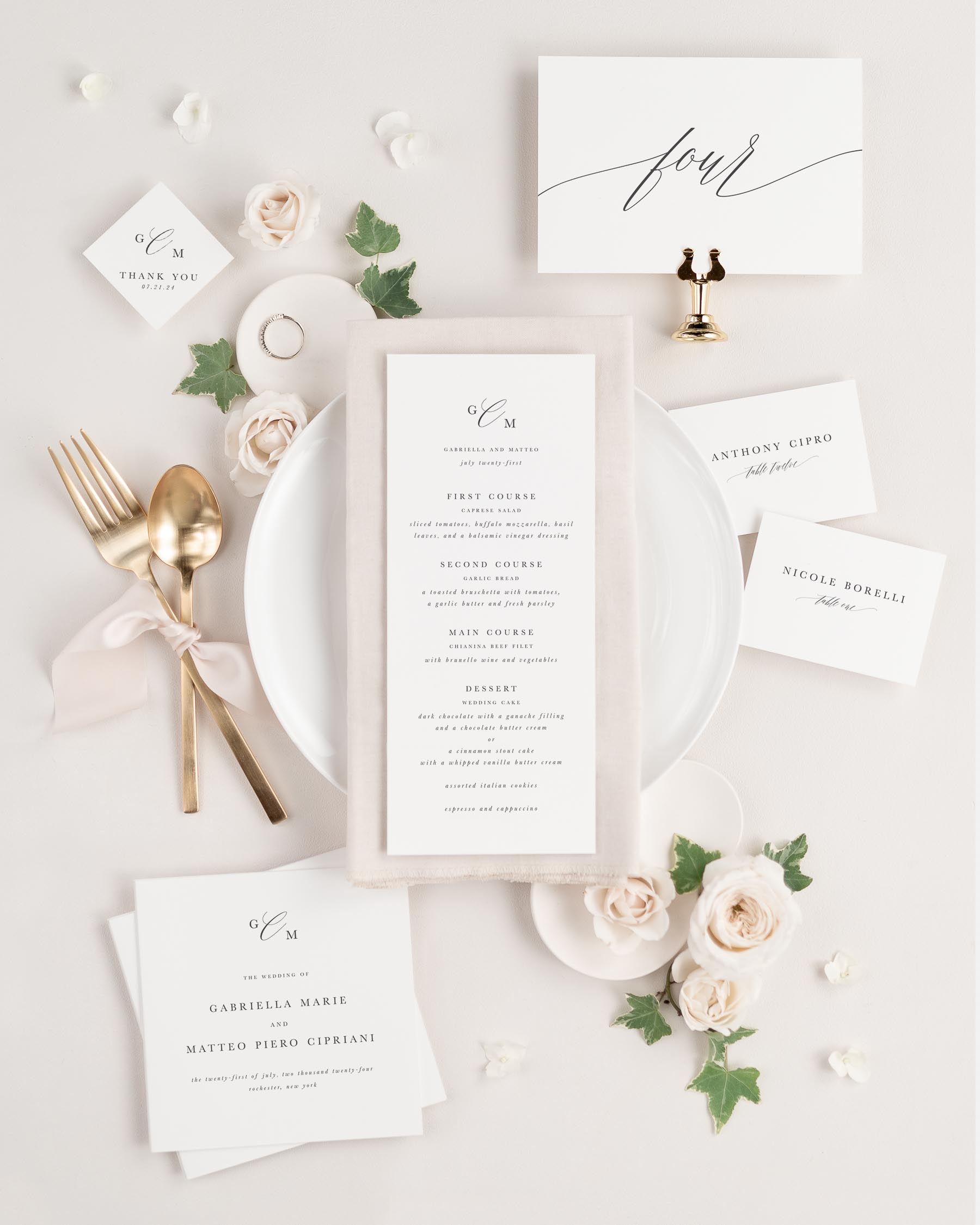 Multiple accessories matching our Gabriella design