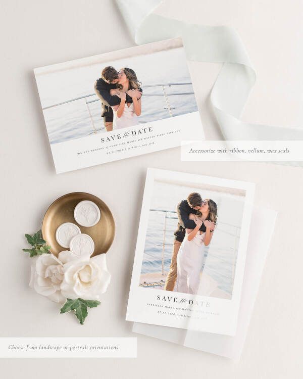Gabriella Photo Save the Date with Silk Ribbon