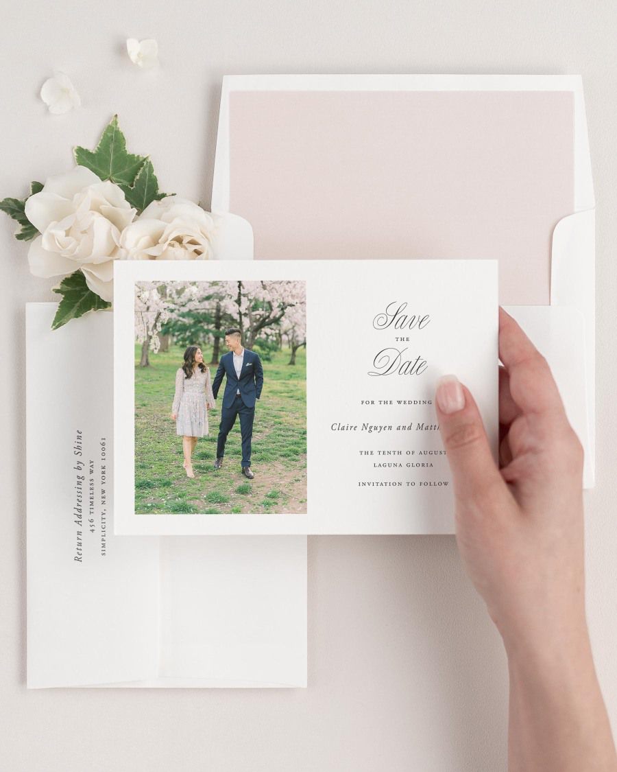Garden Elegance Photo Save the Dates with Envelope Liner