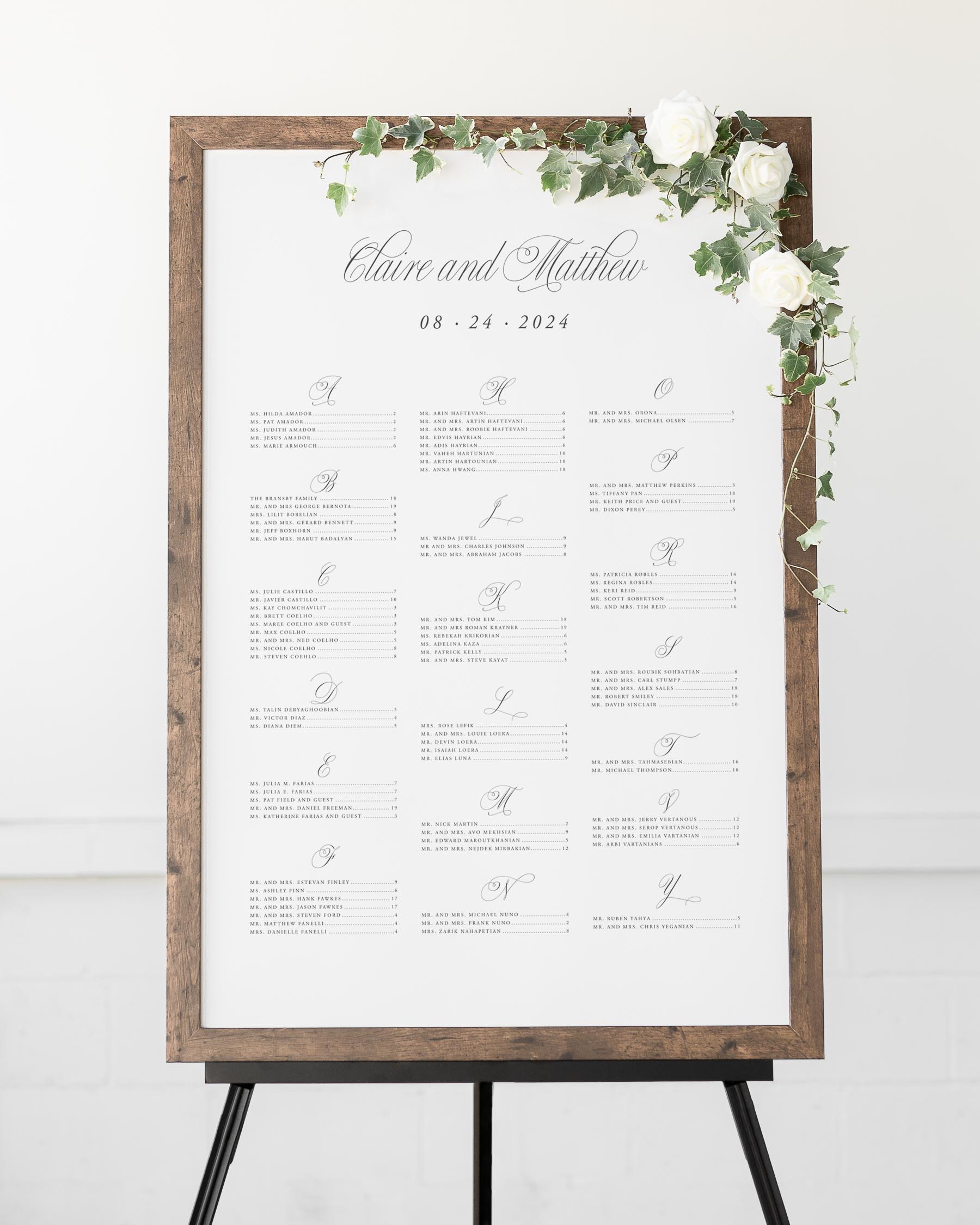 Garden Elegance Seating Charts