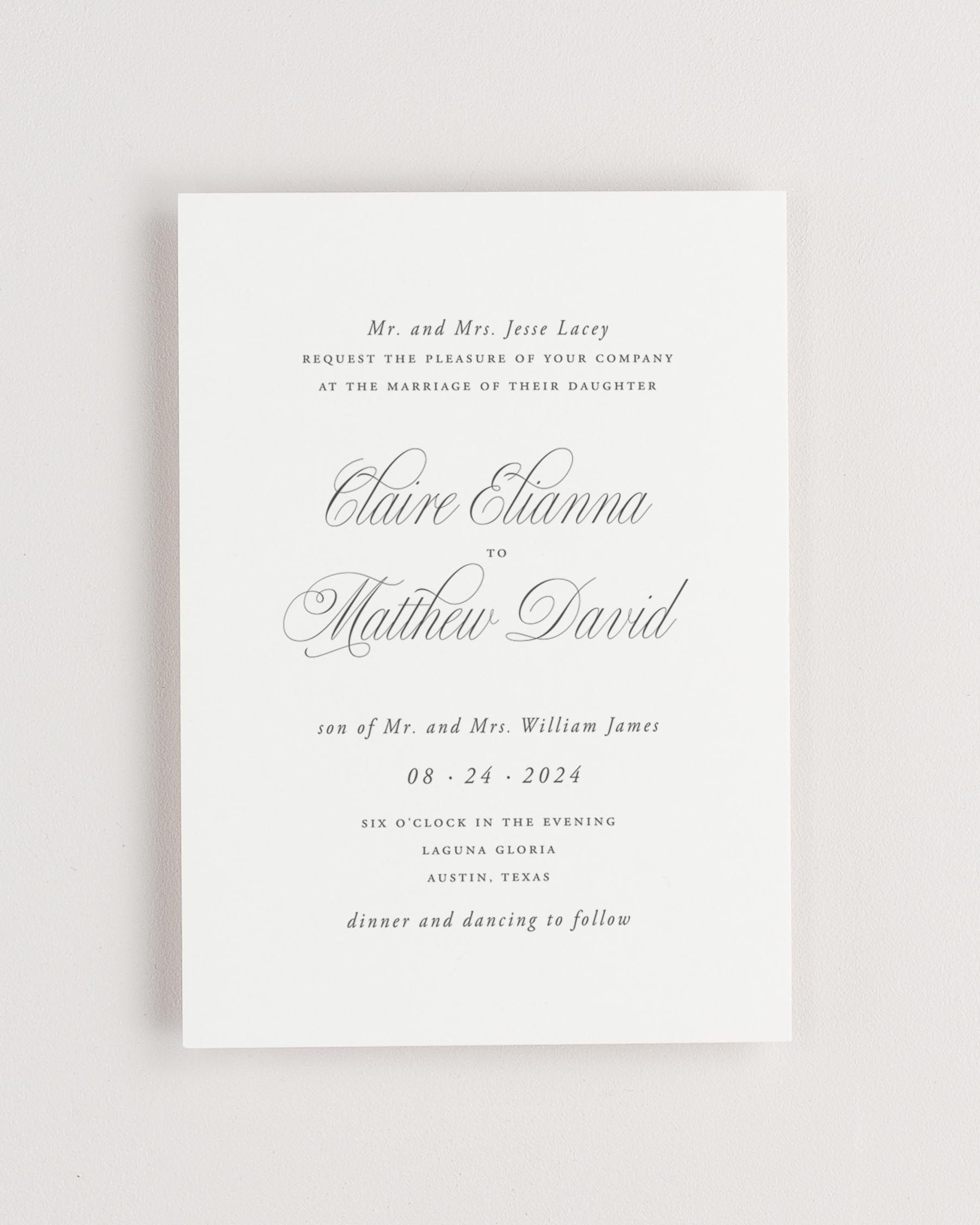 Simple close-up of Garden Elegance invitation.