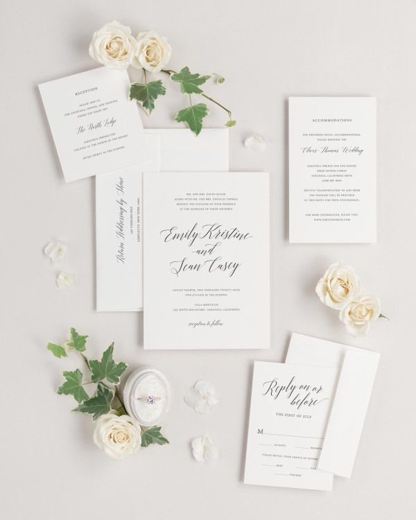 Garden Romance wedding invitations flat lay with