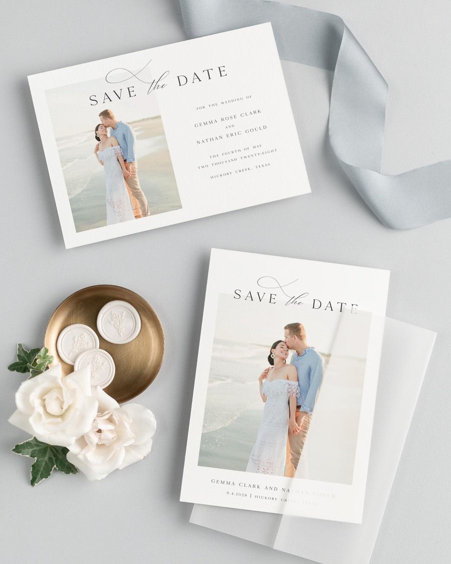 Gemma Photo Save the Date with Silk Ribbon