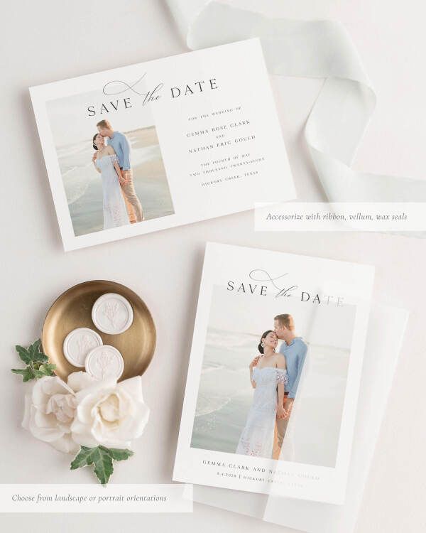 Gemma Photo Save the Date with Silk Ribbon